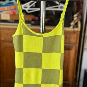 Green Checkered Knit Maxi Dress